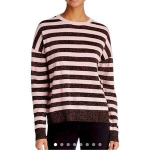 Rag & Bone Pink June Crewneck brown and pink striped metallic Sweater Size XS